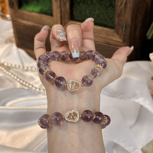 Diamond gourd natural amethyst bracelet