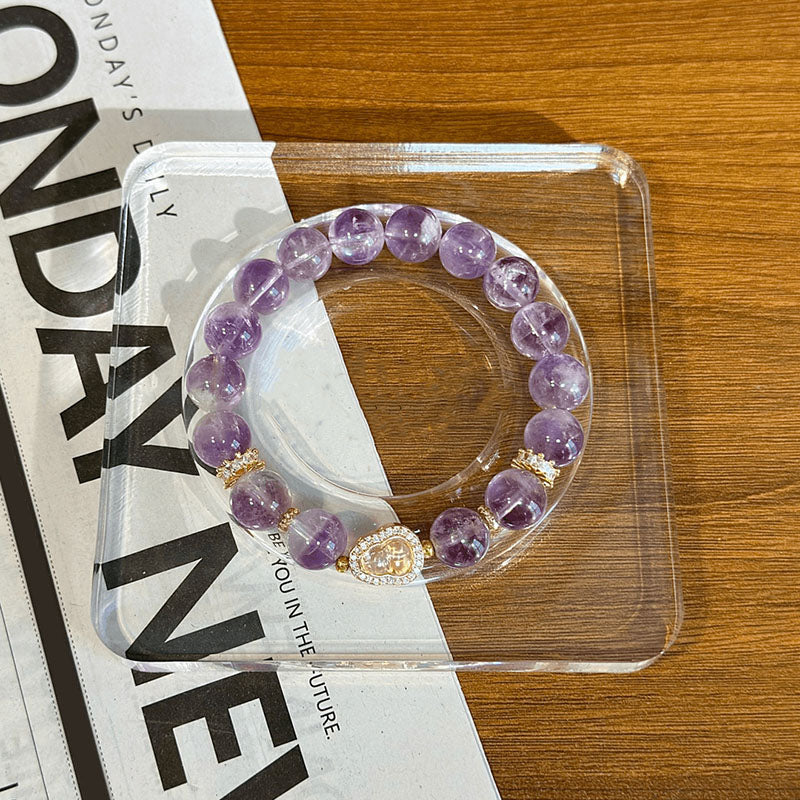 Diamond gourd natural amethyst bracelet