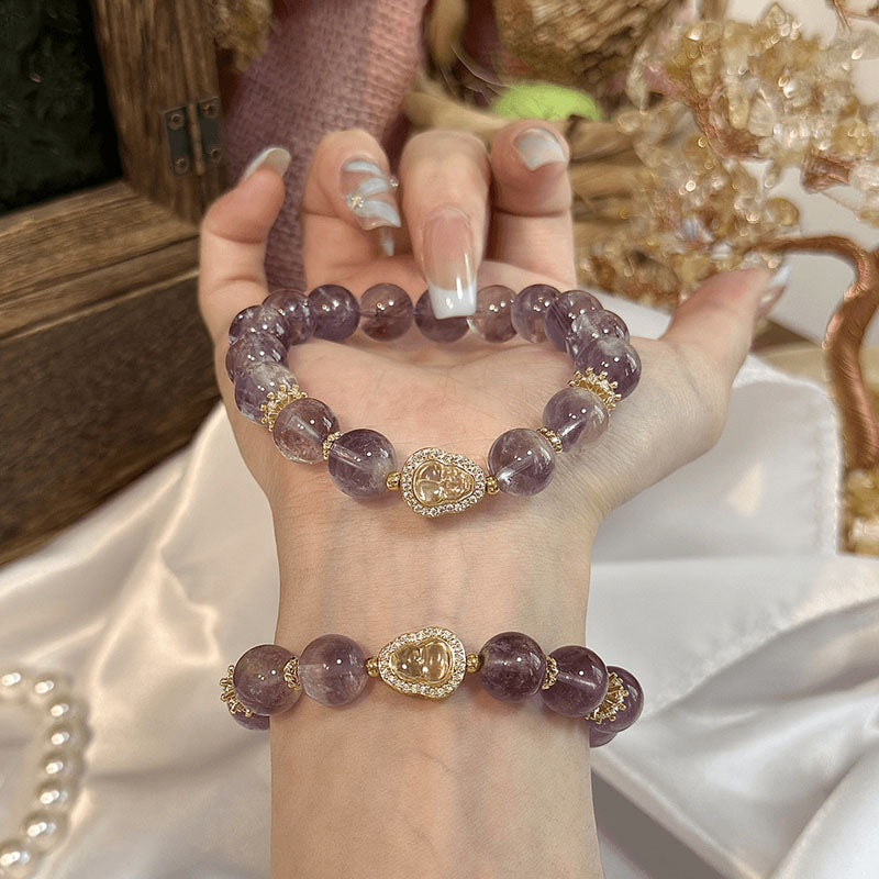 Diamond gourd natural amethyst bracelet