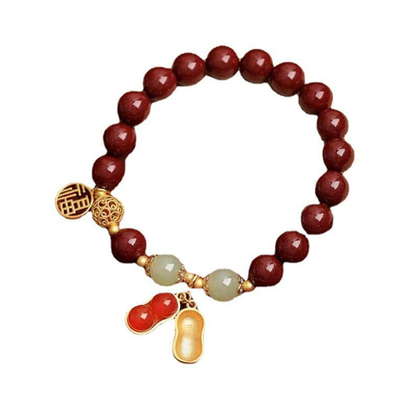 Peanut Lucky Natural Cinnabar Bracelet