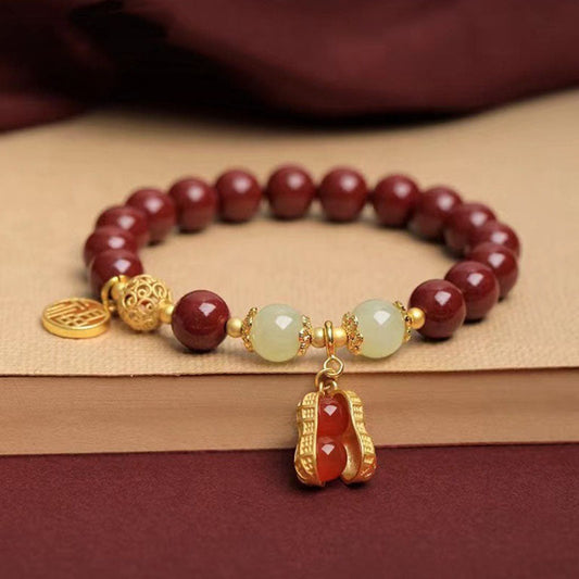 Peanut Lucky Natural Cinnabar Bracelet