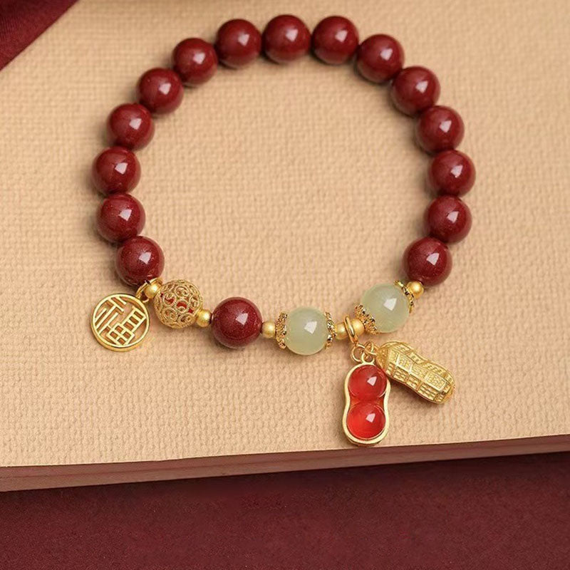 Peanut Lucky Natural Cinnabar Bracelet