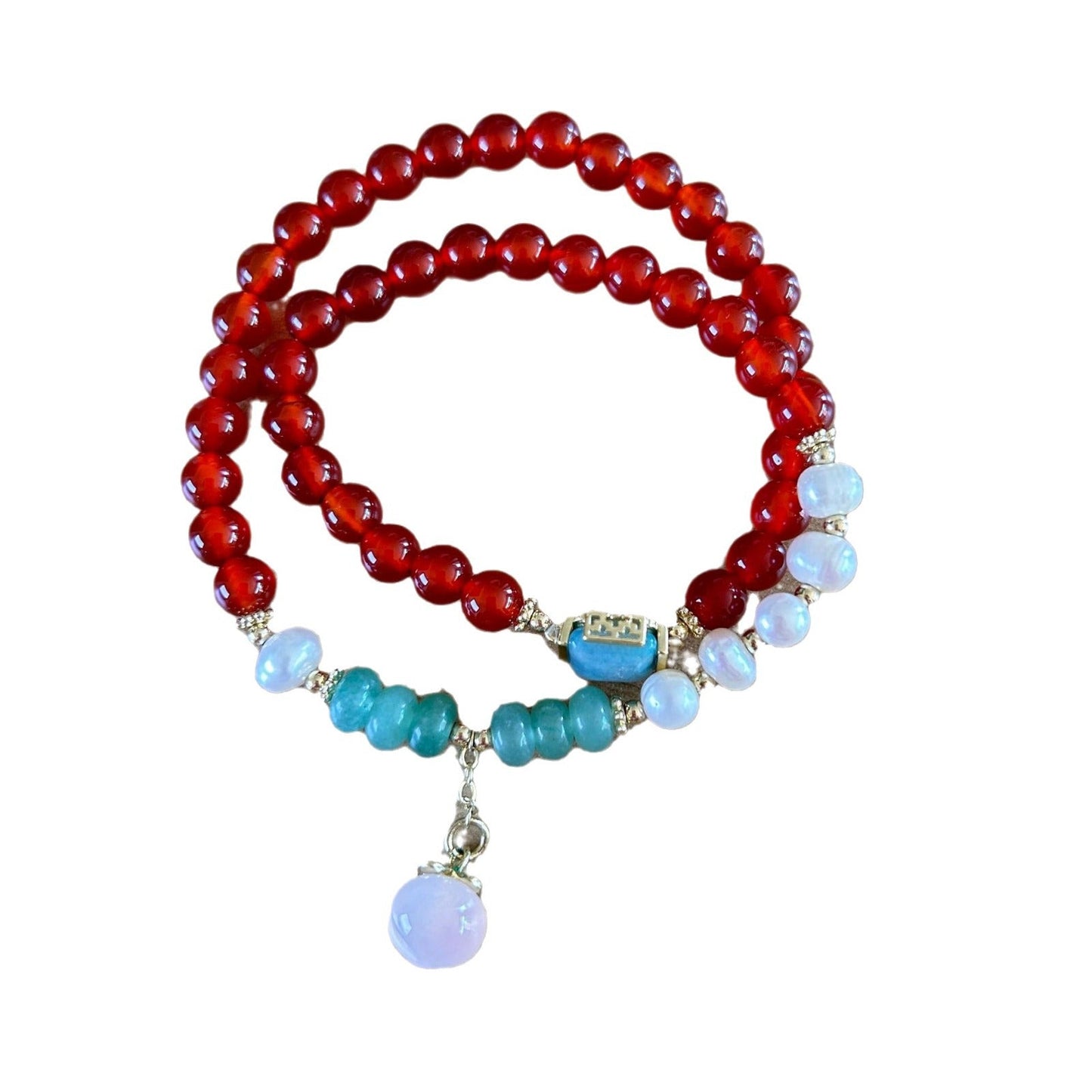 Peach Pendant Natural Agate Bracelet