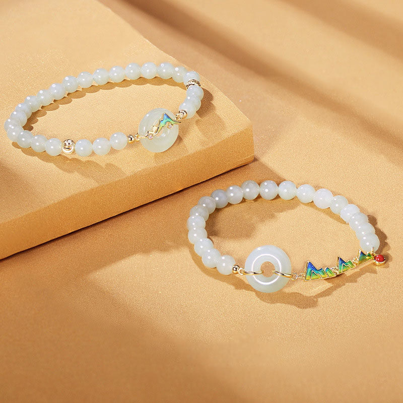 Mountain Natural Emerald Jade Stone Bracelet