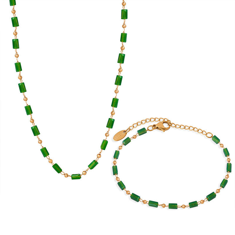 Collar o pulsera de cristal natural con diseño geométrico
