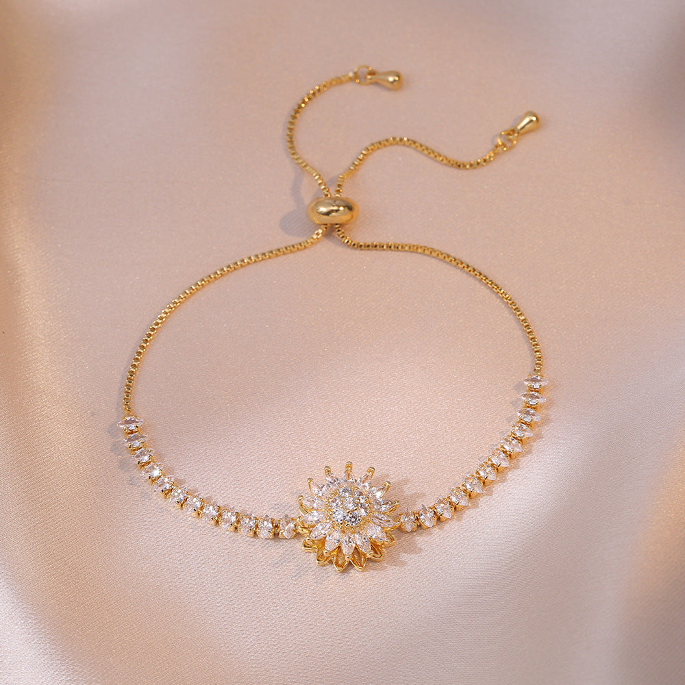 Diamond sunflower necklace ring earrings bracelet