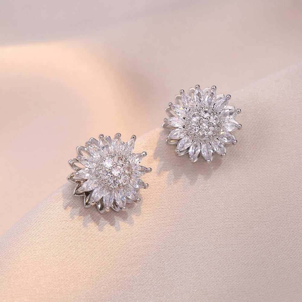 Diamond sunflower necklace ring earrings bracelet
