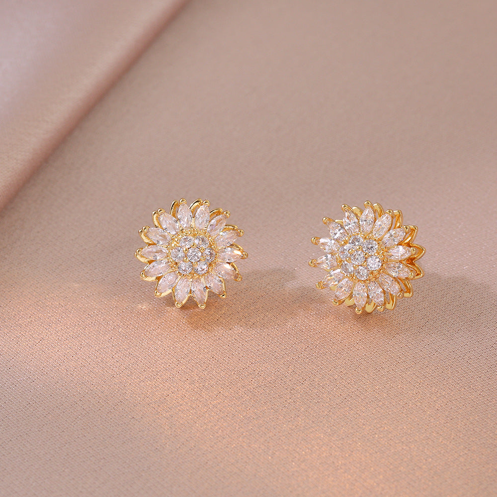Diamond sunflower necklace ring earrings bracelet