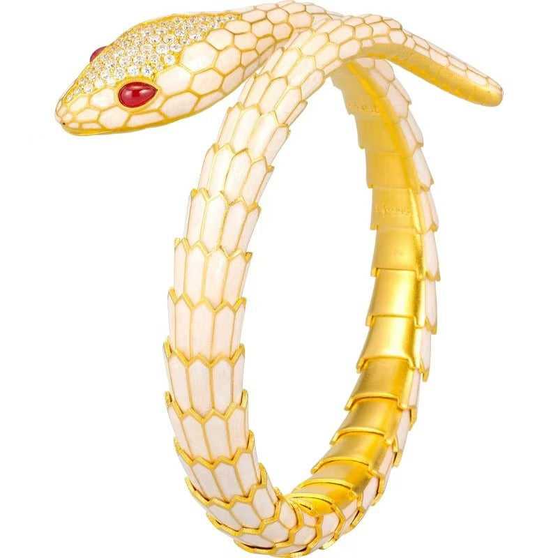 White Snake Natural Crystal Bracelet