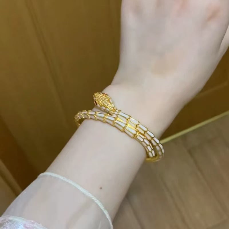 White Snake Natural Crystal Bracelet