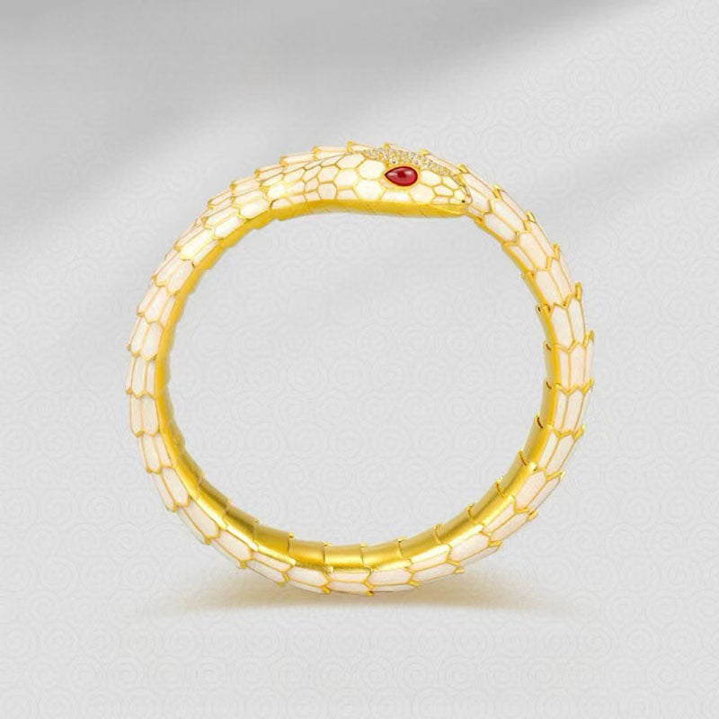 White Snake Natural Crystal Bracelet