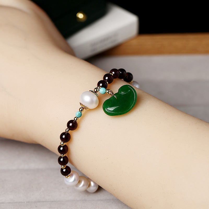 Lucky Lotus • Pearl Garnet Bracelet