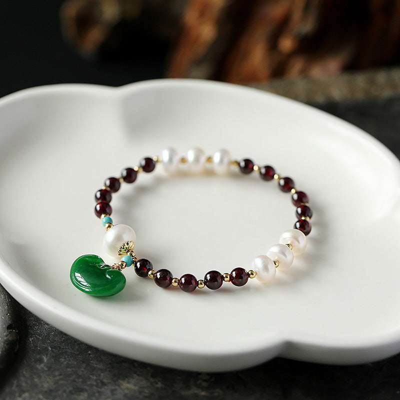 Lucky Lotus • Pearl Garnet Bracelet