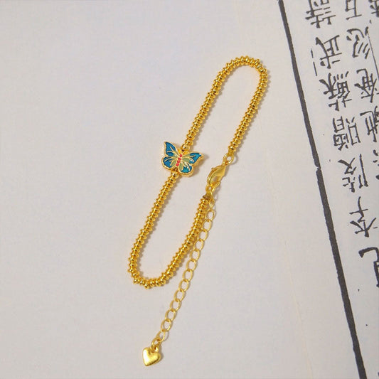 Burned Blue Butterfly Bracelet