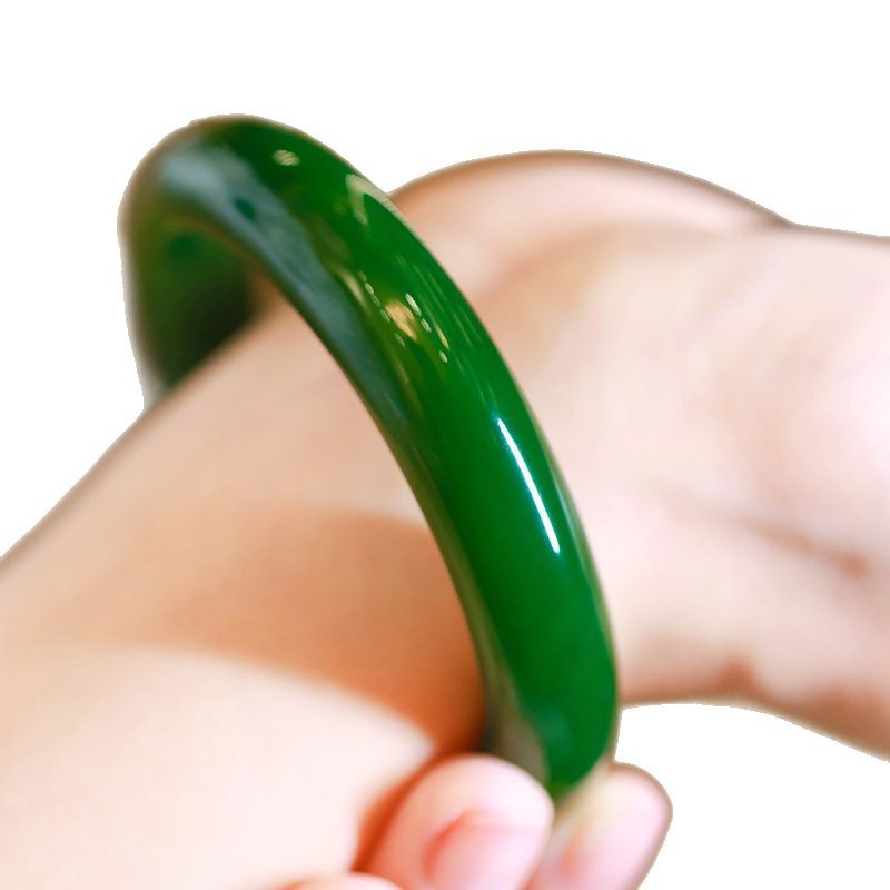 Natural Emerald Jade Stone flat bracelet