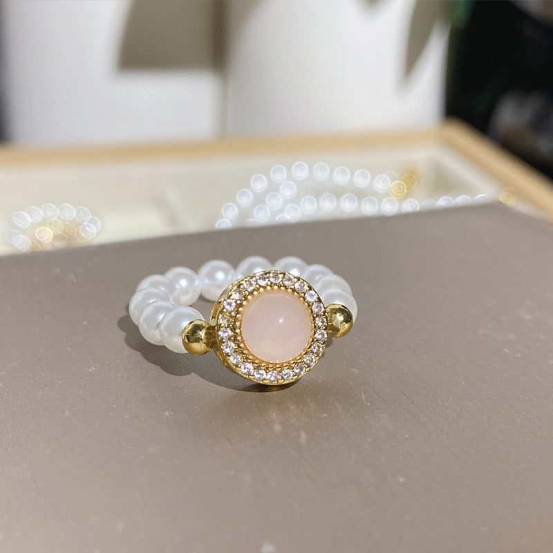 Round Bead Crystal Natural Freshwater Pearl Bracelet