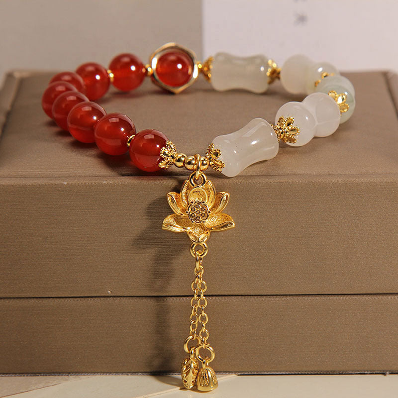 Bamboo Lotus Natural Agate Bracelet