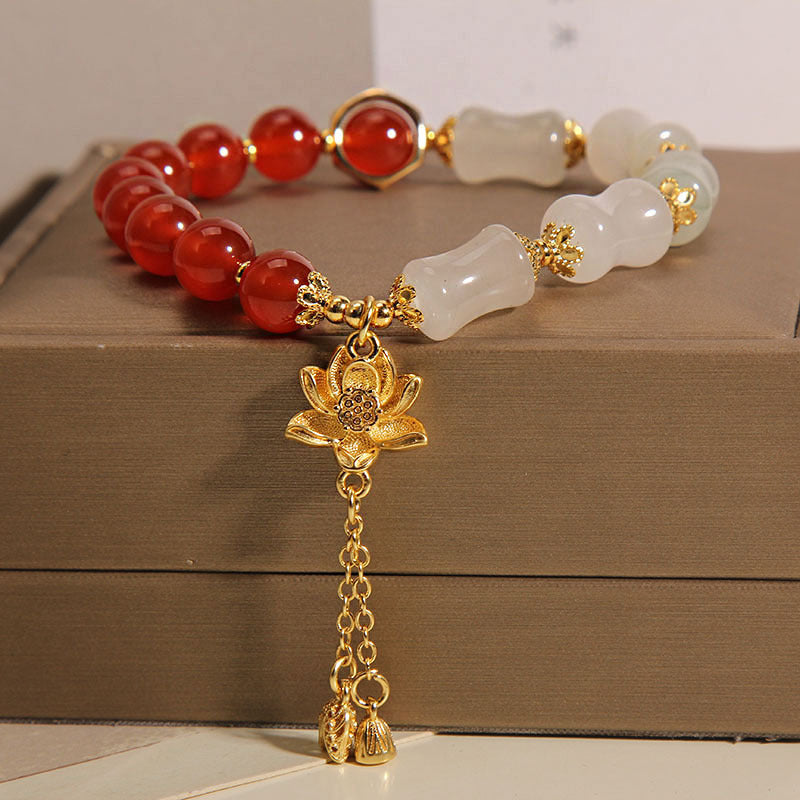 Bamboo Lotus Natural Agate Bracelet