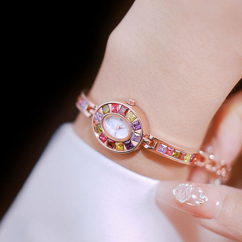 Gradient Rainbow Natural Crystal Bracelet