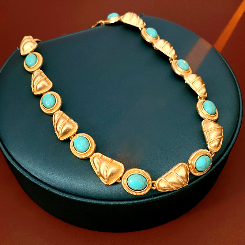 Natural turquoise triangle earrings bracelet necklace