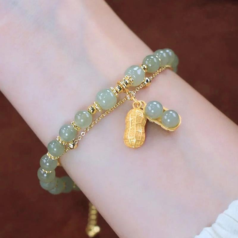 💖Natural jade bracelet with peanut pendant