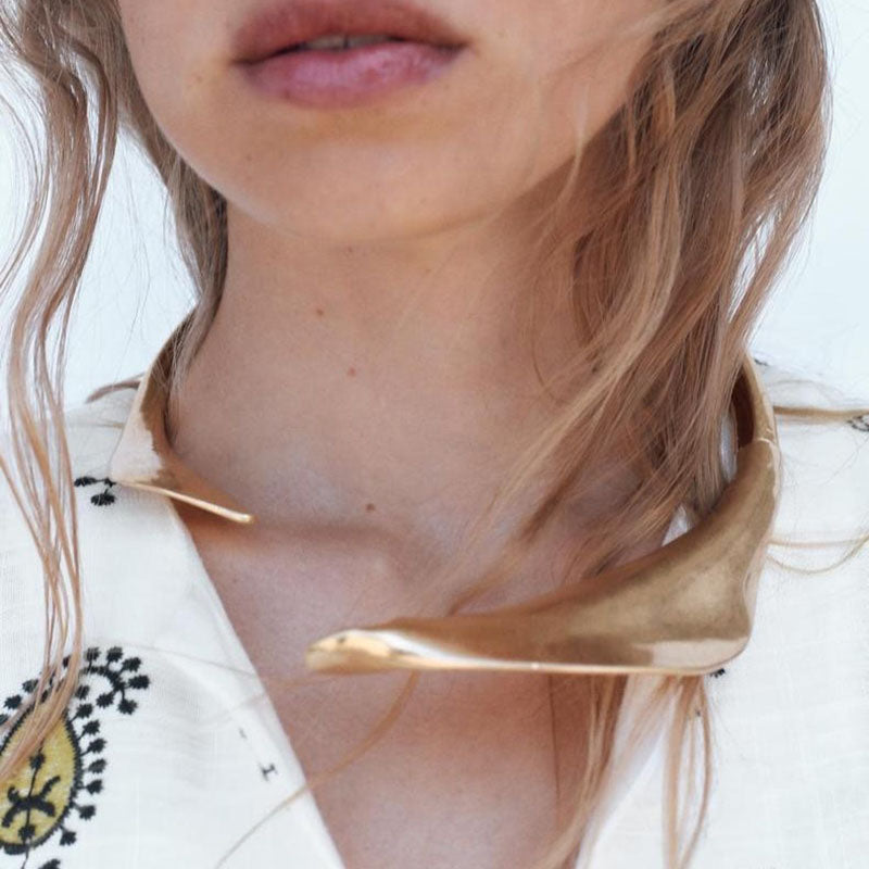 Gold Leaf Flower Collar Bracelet