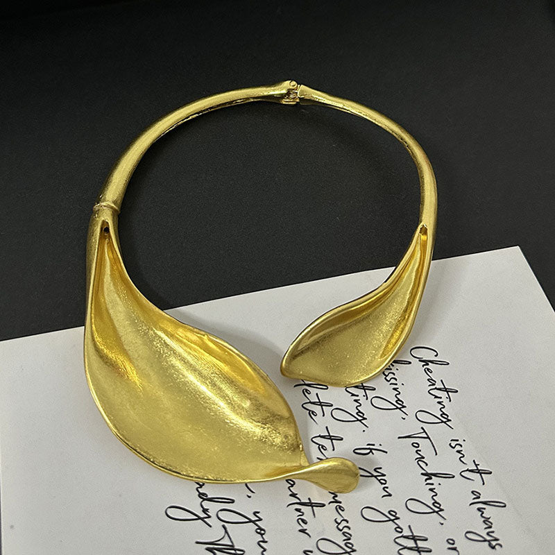 Gold Leaf Flower Collar Bracelet