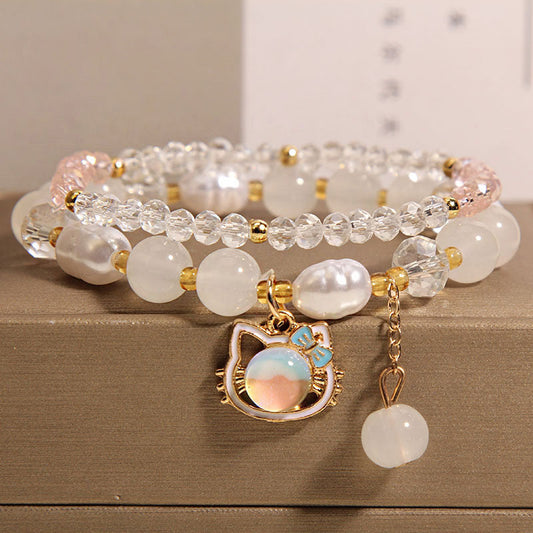 Cute cat natural crystal bracelet