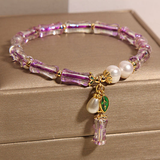 Natural amethyst bamboo bracelet