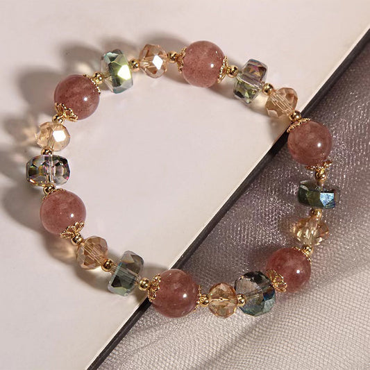 Mixed natural strawberry crystal bracelet