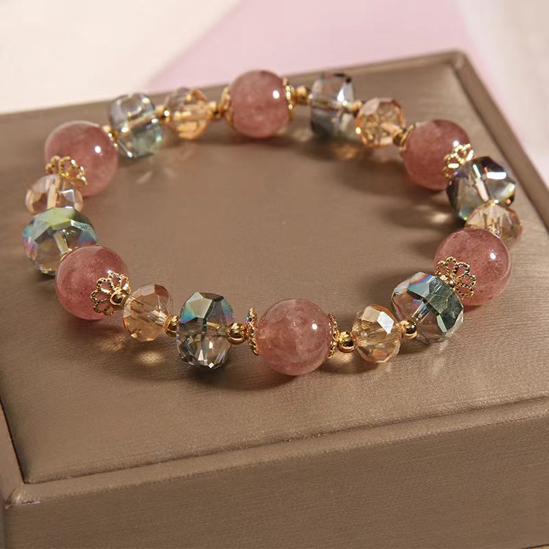 Mixed natural strawberry crystal bracelet