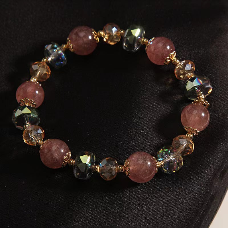 Mixed natural strawberry crystal bracelet