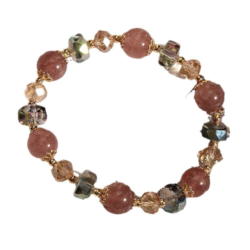 Mixed natural strawberry crystal bracelet
