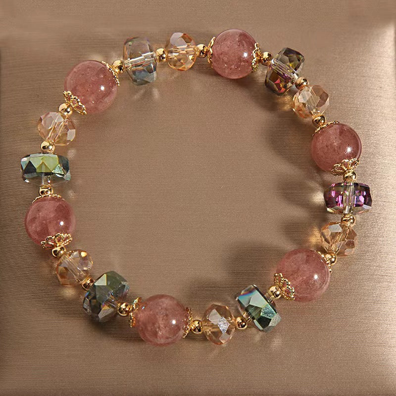 Mixed natural strawberry crystal bracelet