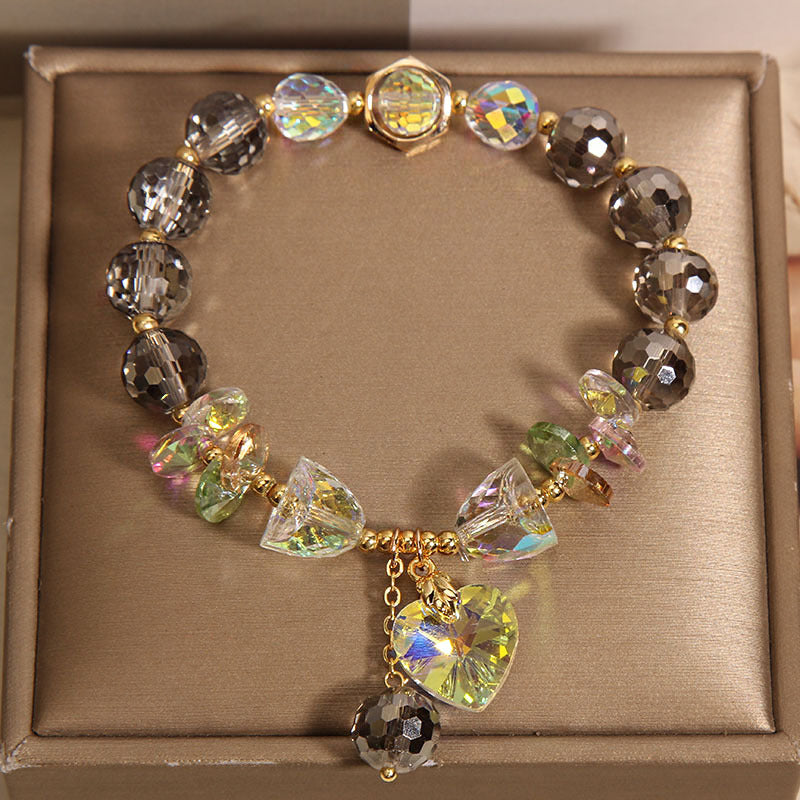 Heart pendant natural crystal bracelet