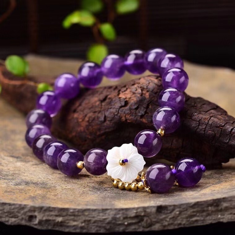 Shell Flower Amethyst Bracelet