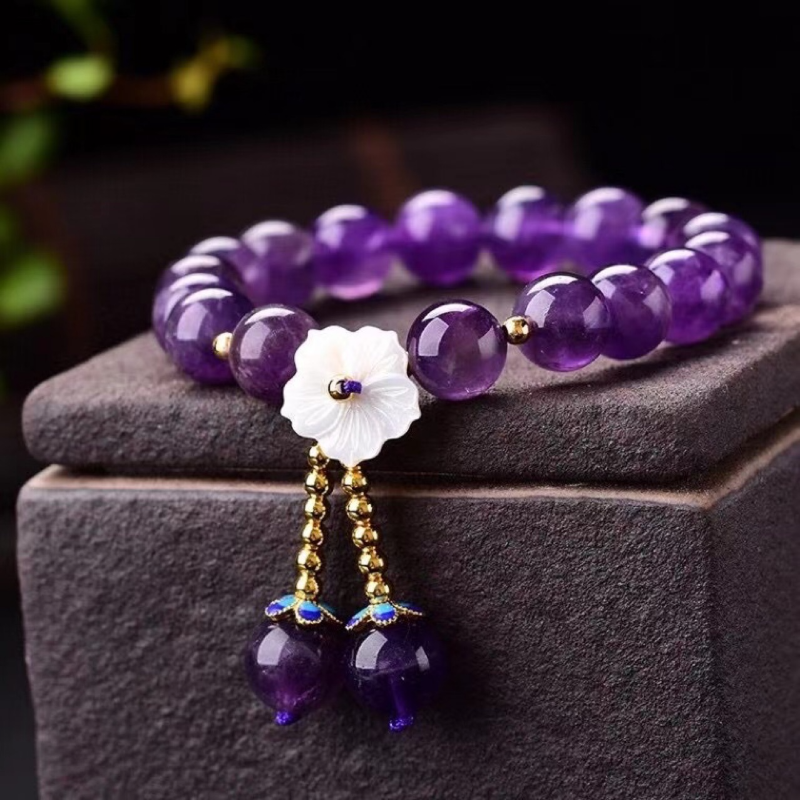 Shell Flower Amethyst Bracelet