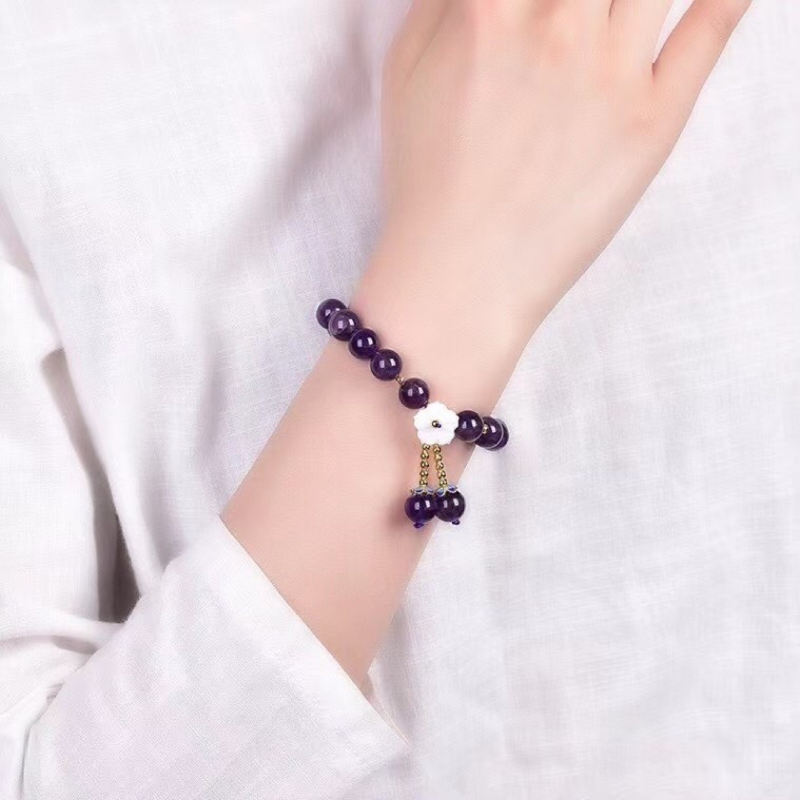 Shell Flower Amethyst Bracelet