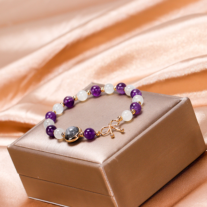 Black Crystal • Moonstone Amethyst Bracelet