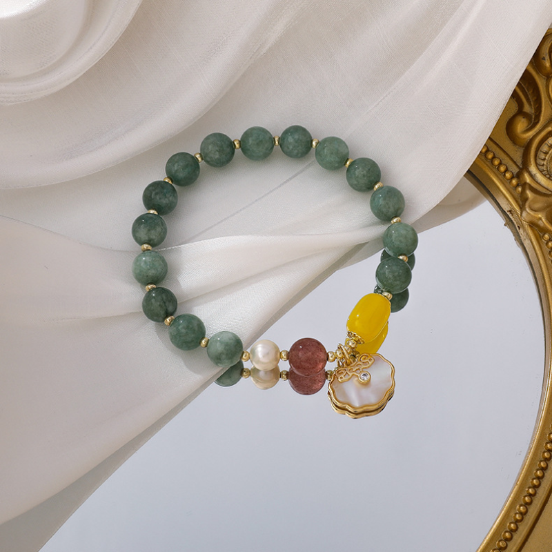 Shell • Agate Pumpkin Bead Bracelet