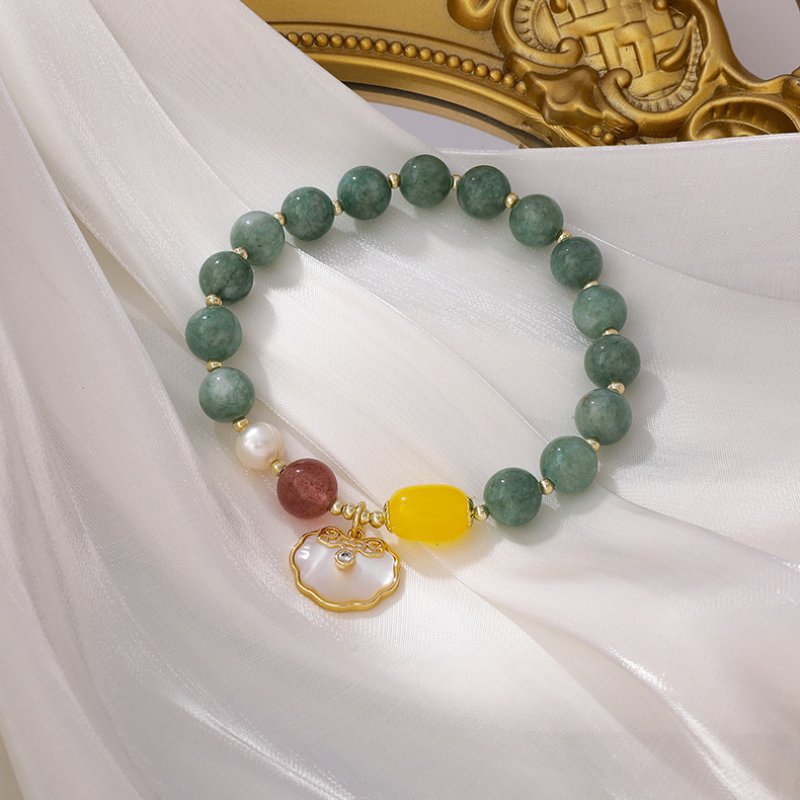 Shell • Agate Pumpkin Bead Bracelet