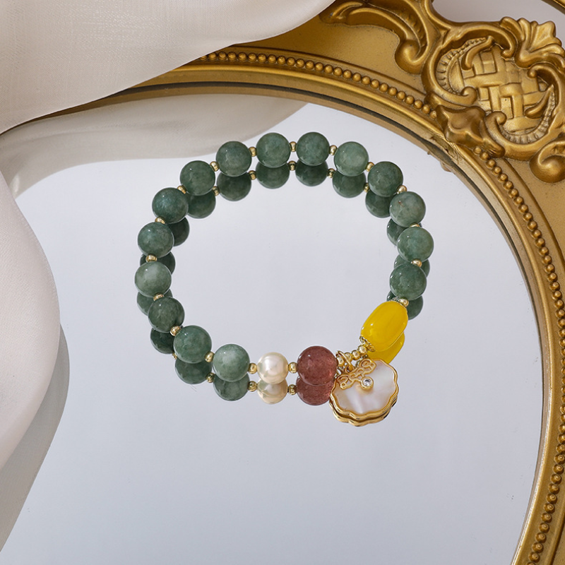 Shell • Agate Pumpkin Bead Bracelet