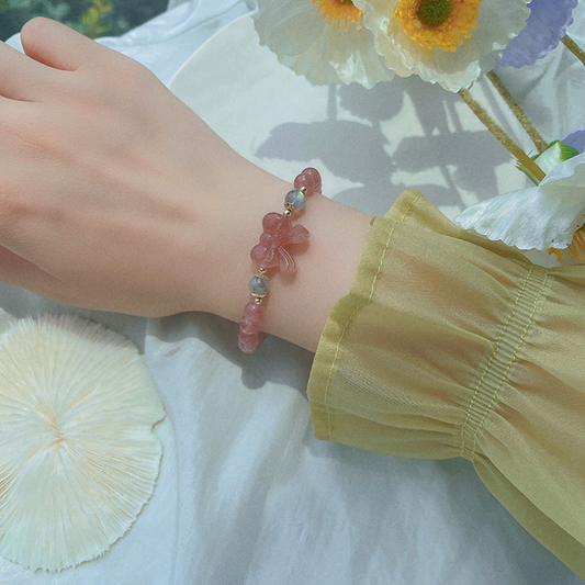 bow-knot • Strawberry Crystal Bracelet