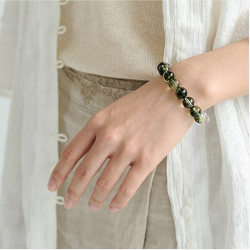 Pulsera de ágata fantasma verde