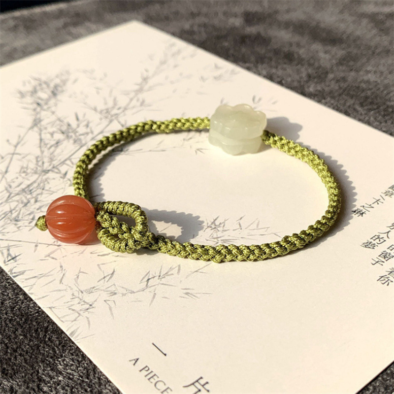 Hand-woven Emerald Jade Stone bracelet