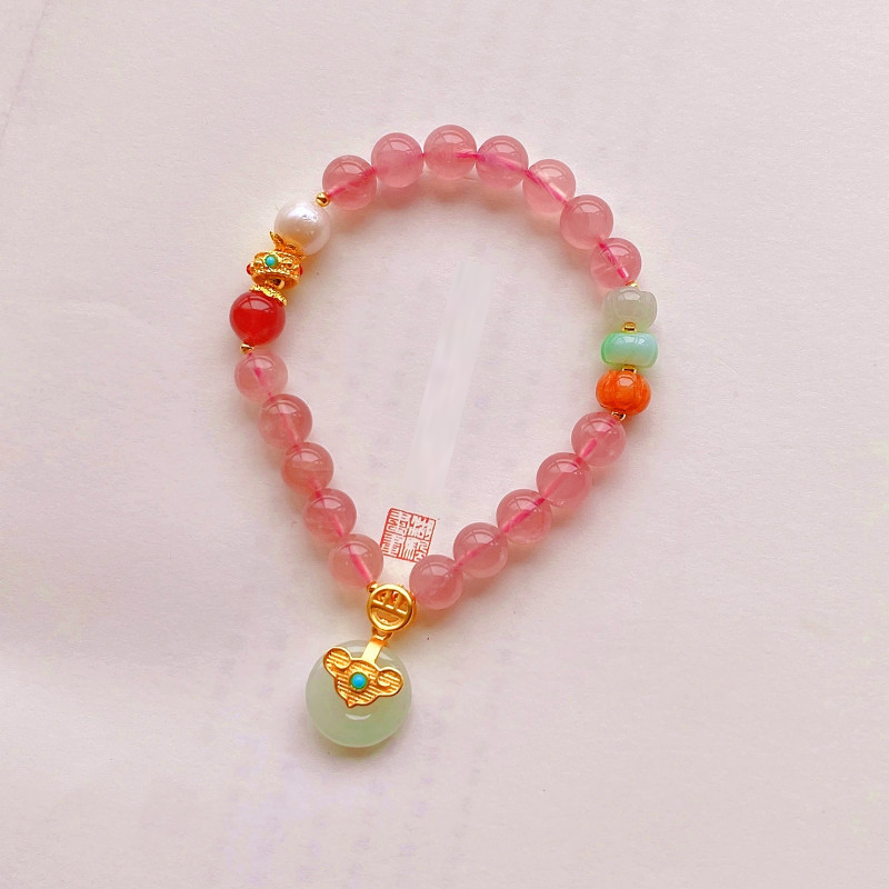 Lucky clasp · Pink crystal jade bracelet