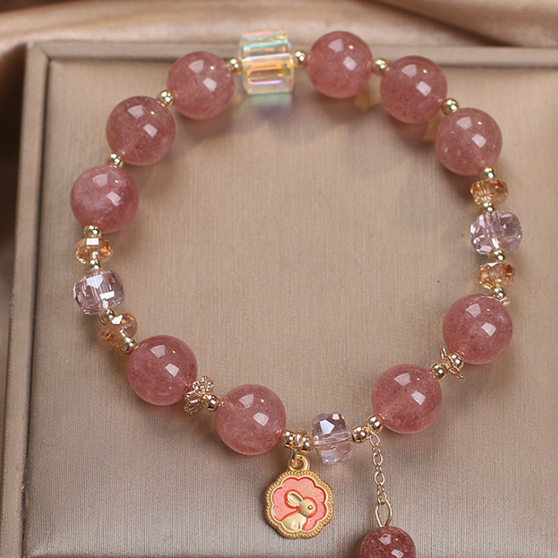 Rabbit • Strawberry Crystal Lucky Bracelet