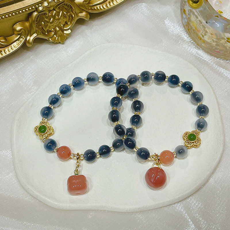 Dark Blue Sugar heart agate Bracelet