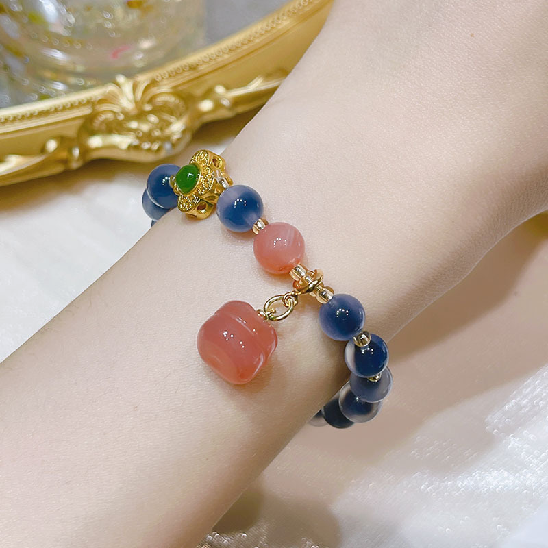Dark Blue Sugar heart agate Bracelet