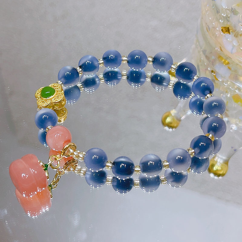 Dark Blue Sugar heart agate Bracelet